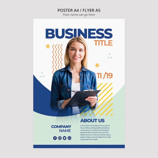 Contenu de femme d'affaires pour modèle affiche
