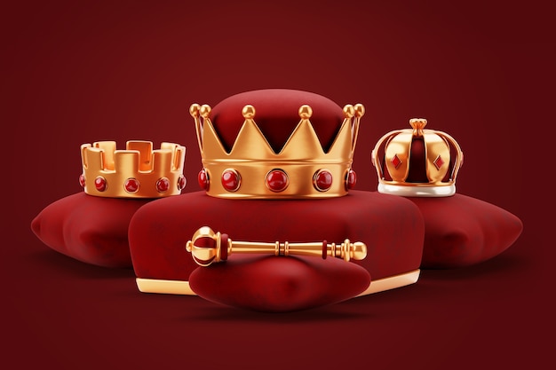 Couronne sur oreiller monarchie nature morte