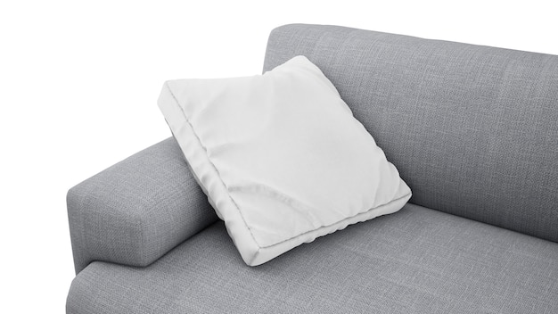 Coussin sur canapé gris isolé