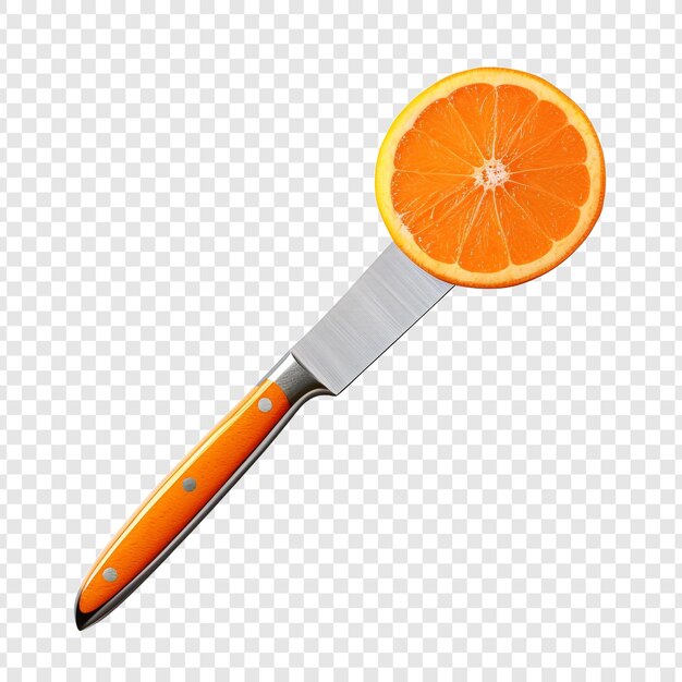 PSD gratuit couteau de cuisine avec lame d'acier orange avec chemin sauvegardé isolé sur fond transparent