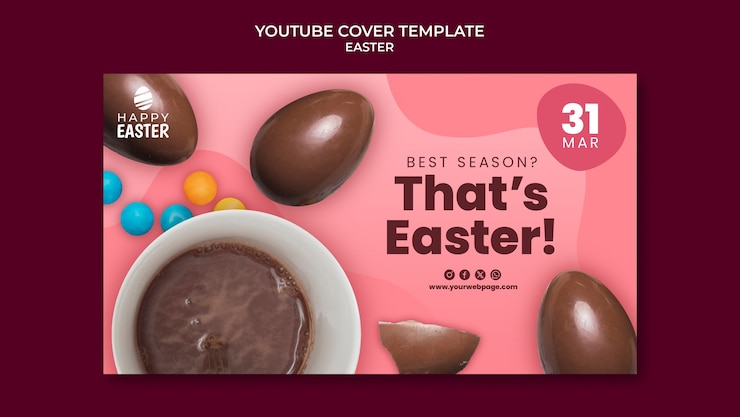 PSD gratuit couverture de la célébration du jour de pâques sur youtube