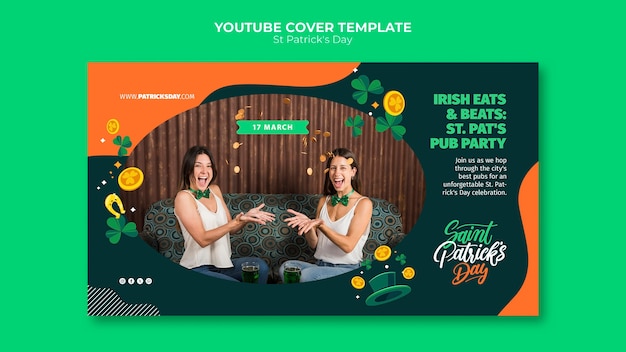 PSD gratuit couverture de la célébration de la fête de saint patrick sur youtube