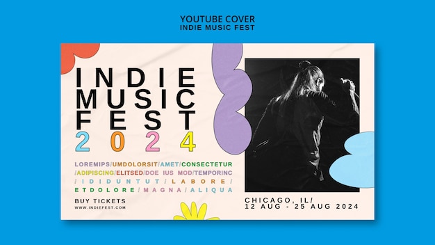 PSD gratuit couverture du festival de musique sur youtube