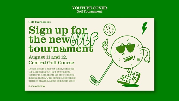 PSD gratuit couverture du tournoi de golf sur youtube