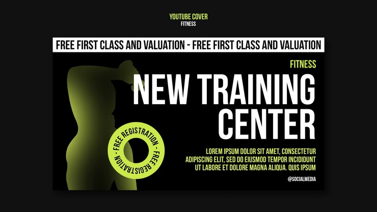 PSD gratuit couverture du voyage de fitness sur youtube.