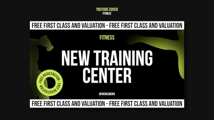 PSD gratuit couverture du voyage de fitness sur youtube.