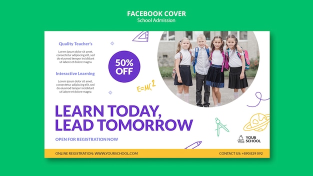 Couverture Facebook D'admission à L'école Dessinée à La Main