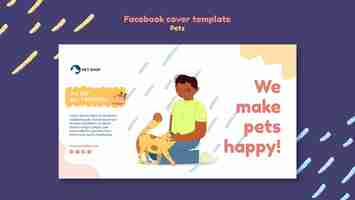 PSD gratuit couverture facebook d'animaux mignons dessinés à la main