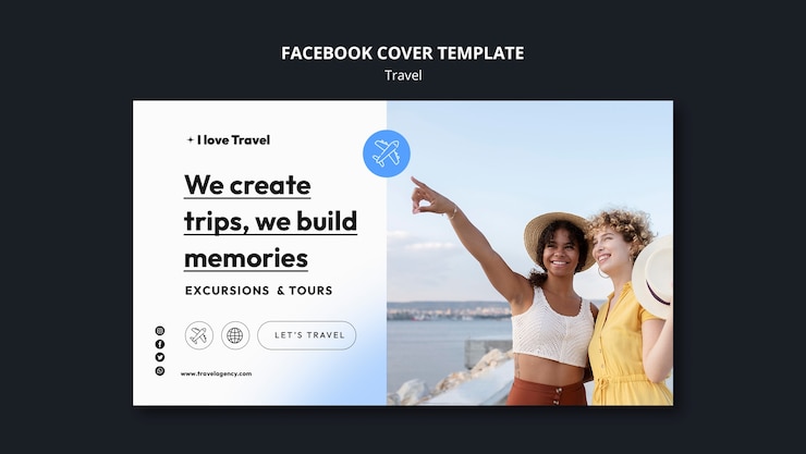 PSD gratuit couverture facebook de l'aventure de voyage en gradient