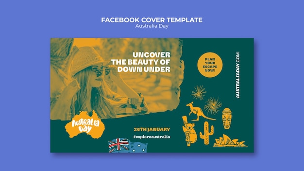 PSD gratuit couverture facebook de la célébration de la fête de l'australie