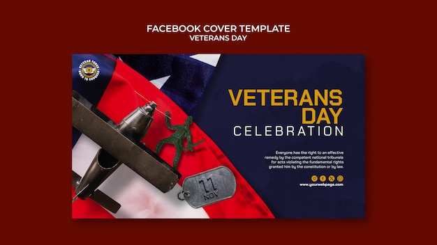 PSD gratuit couverture facebook de la célébration de la journée des anciens combattants