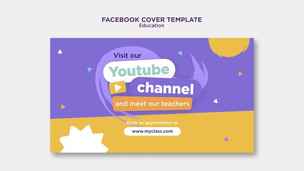 PSD gratuit couverture facebook du concept d'éducation au design plat