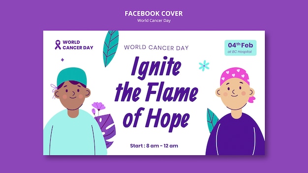 PSD gratuit couverture facebook de la journée mondiale de la sensibilisation au cancer