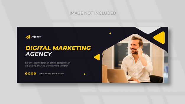 Couverture Facebook de marketing numérique et modèle de bannière panoramique