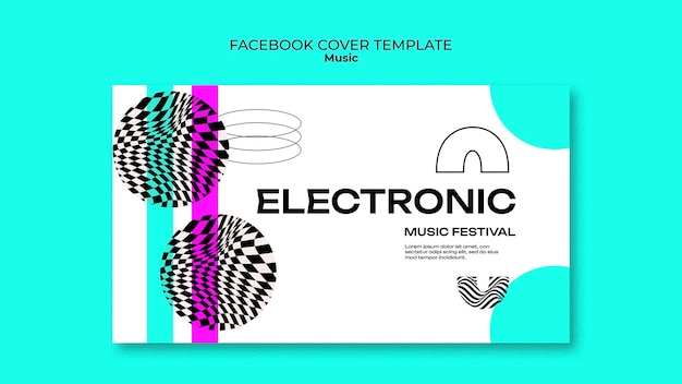 PSD gratuit couverture facebook de musique électronique design plat