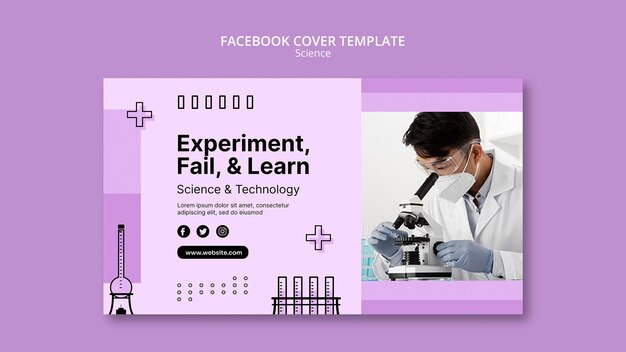 Couverture facebook de recherche scientifique dessinée à la main