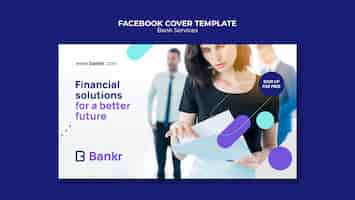 PSD gratuit couverture facebook des services bancaires design plat