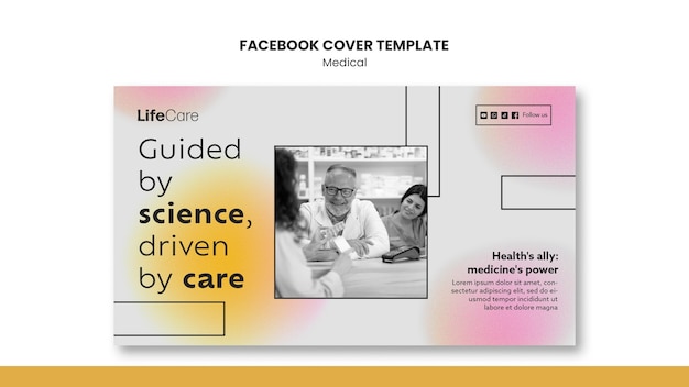 PSD gratuit couverture facebook des soins médicaux en gradient