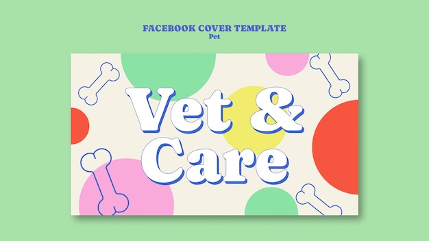 PSD gratuit couverture facebook de soins pour animaux de compagnie au design plat