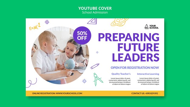 Couverture youtube d'admission à l'école dessinée à la main