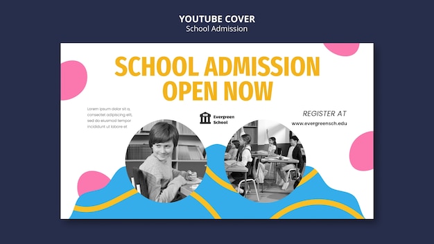 PSD gratuit couverture youtube d'admission à l'école