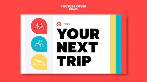 PSD gratuit couverture youtube d'aventure de voyage design plat