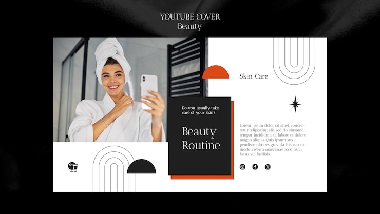 PSD gratuit couverture de youtube de beauté de design plat