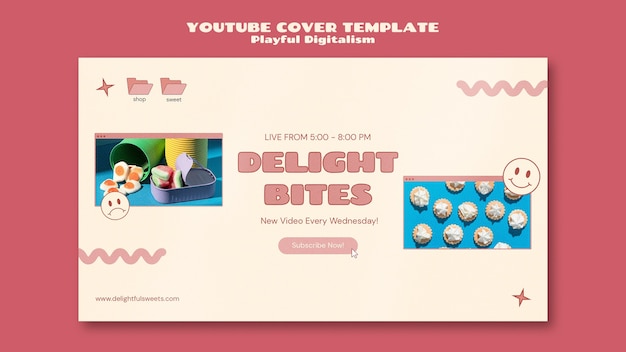 PSD gratuit couverture youtube de la boutique de bonbons