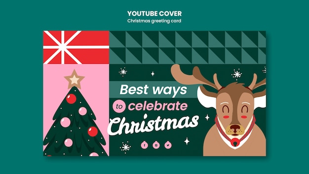 PSD gratuit couverture youtube de carte de voeux de noël