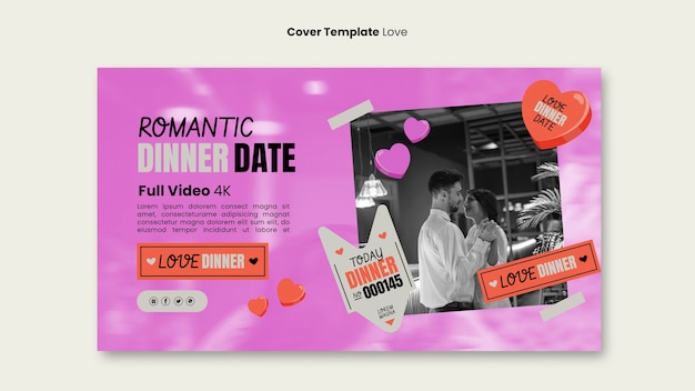 PSD gratuit couverture youtube de célébration d'amour design plat