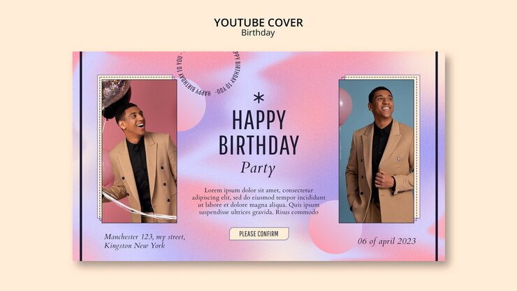 PSD gratuit couverture youtube de célébration d'anniversaire
