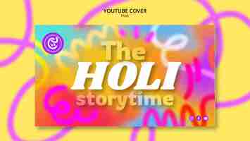 PSD gratuit couverture youtube de la célébration du festival holi