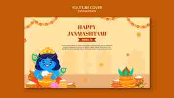 PSD gratuit couverture youtube de la célébration du janmashtami