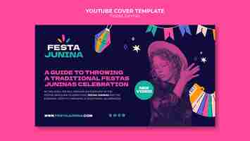 PSD gratuit couverture youtube de la célébration de festa junina