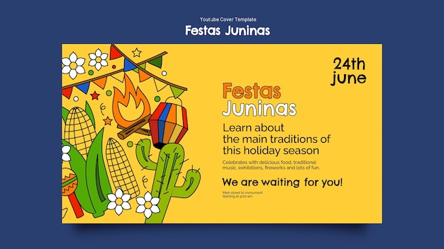 PSD gratuit couverture youtube de la célébration des festas juninas