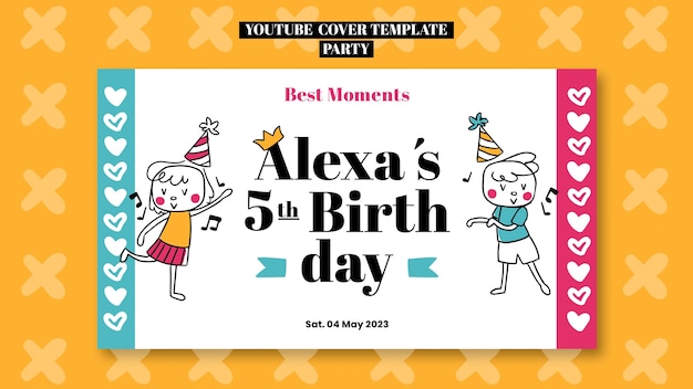 PSD gratuit couverture youtube de célébration de fête d'anniversaire