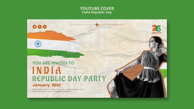 PSD gratuit couverture youtube de la célébration de la fête de la république