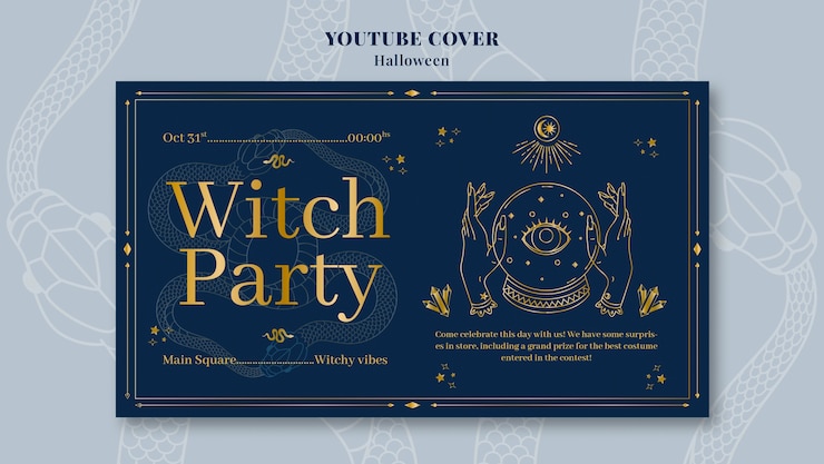 PSD gratuit couverture youtube de la célébration d'halloween