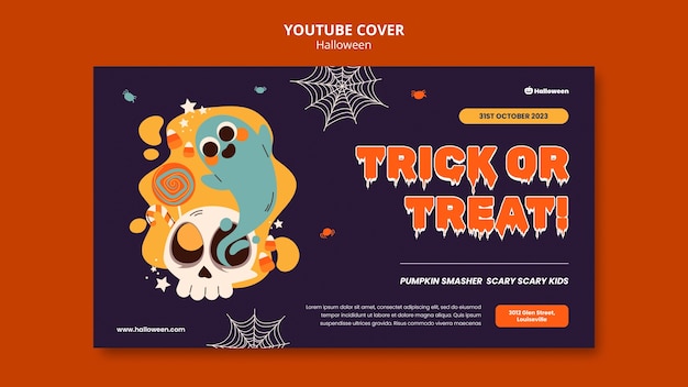 PSD gratuit couverture youtube de la célébration d'halloween