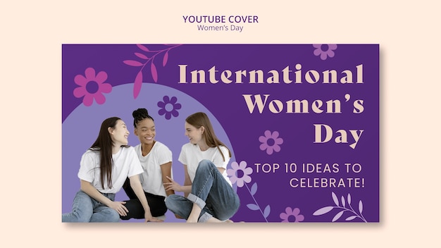 PSD gratuit couverture youtube de la célébration de la journée de la femme