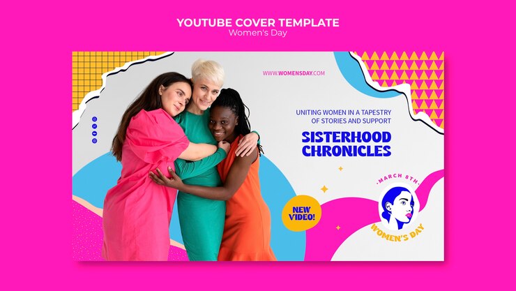 PSD gratuit couverture youtube de la célébration de la journée de la femme