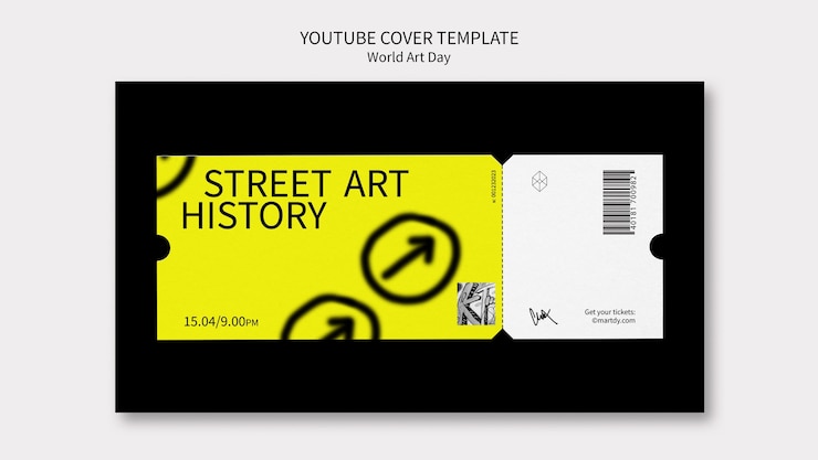 PSD gratuit couverture youtube de la célébration de la journée mondiale de l'art