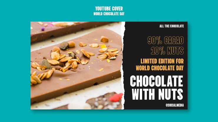 PSD gratuit couverture youtube de la célébration de la journée mondiale du chocolat