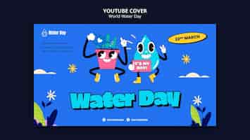 PSD gratuit couverture youtube de la célébration de la journée mondiale de l'eau