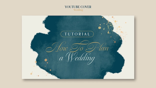 PSD gratuit couverture youtube de célébration de mariage aquarelle