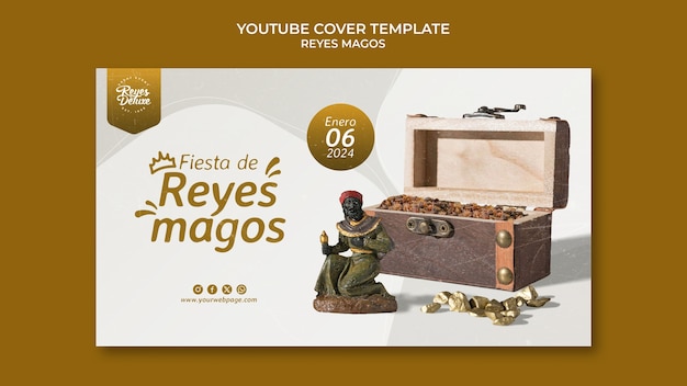 PSD gratuit couverture youtube de la célébration de reyes magos