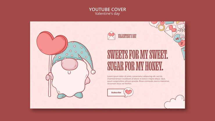 PSD gratuit couverture youtube de la célébration de la saint-valentin