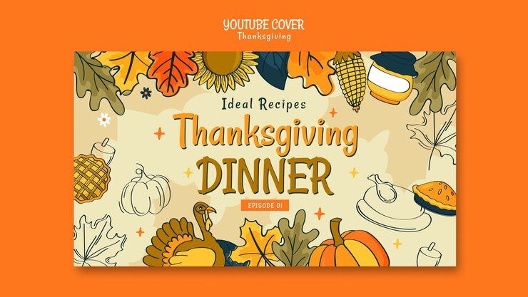 PSD gratuit couverture youtube de la célébration de thanksgiving
