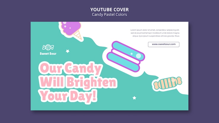 PSD gratuit couverture youtube couleurs pastel bonbon