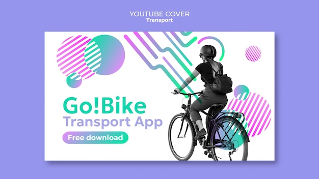 PSD gratuit couverture youtube dégradé éco transport